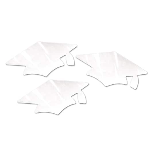 Beistle 5.5" White Metallic Grad Cap Cutouts, 18ct.
